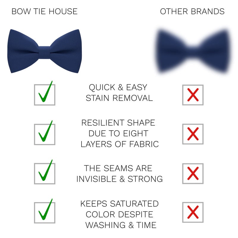 Bow Tie House Men's Classic Pre-Tied Bow Tie Formal Solid Tuxedo (Large, Denim) - Image 3
